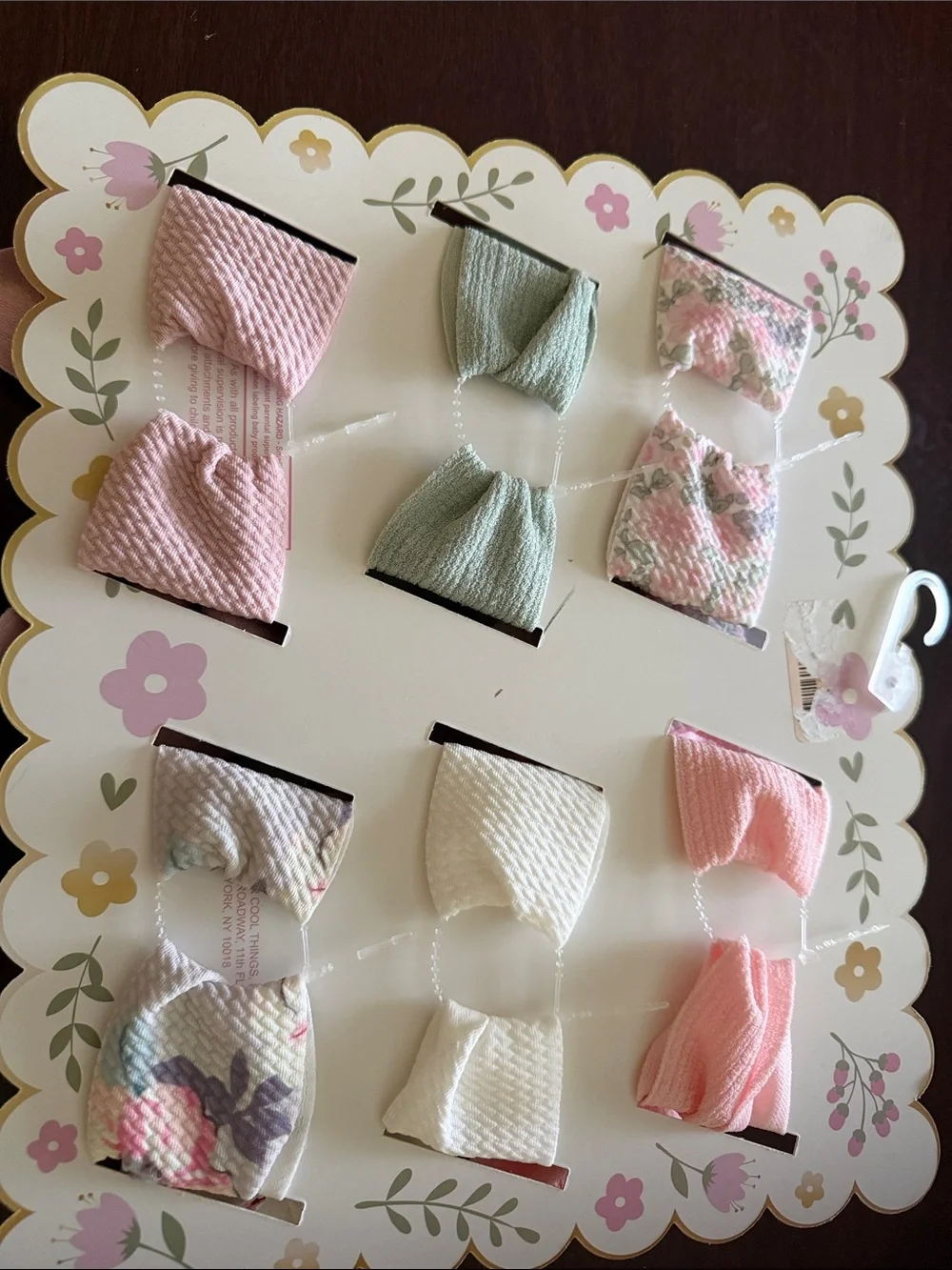 Baby Girls' Pastel HeadBand Bows Pink, Cream, Sage and floral.  Set of 6